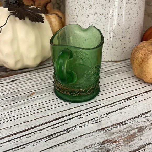 Vintage Green Glass Miniature Creamer Pitcher - Picture 4 of 5